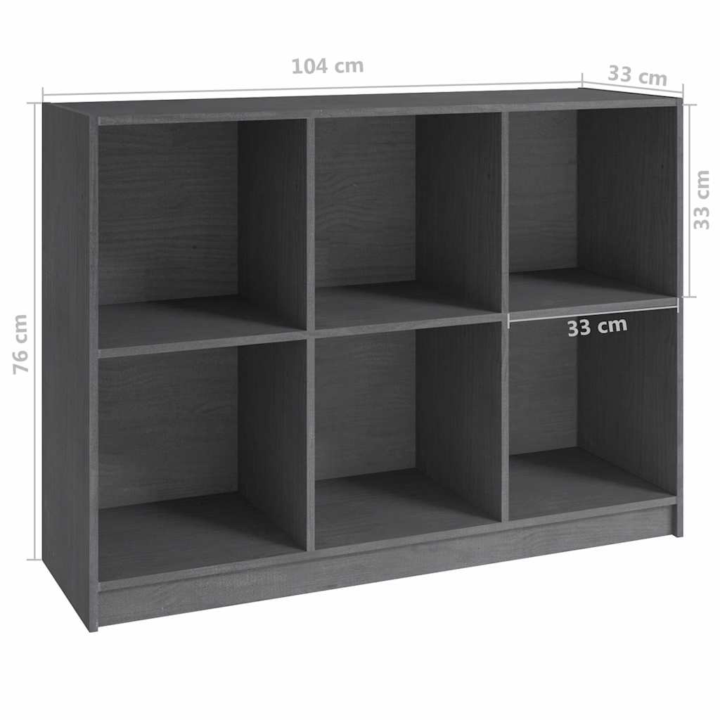 Βιβλιοθήκη Γκρι 104 x 33 x76 εκ. από Μασίφ Ξύλο Πεύκου