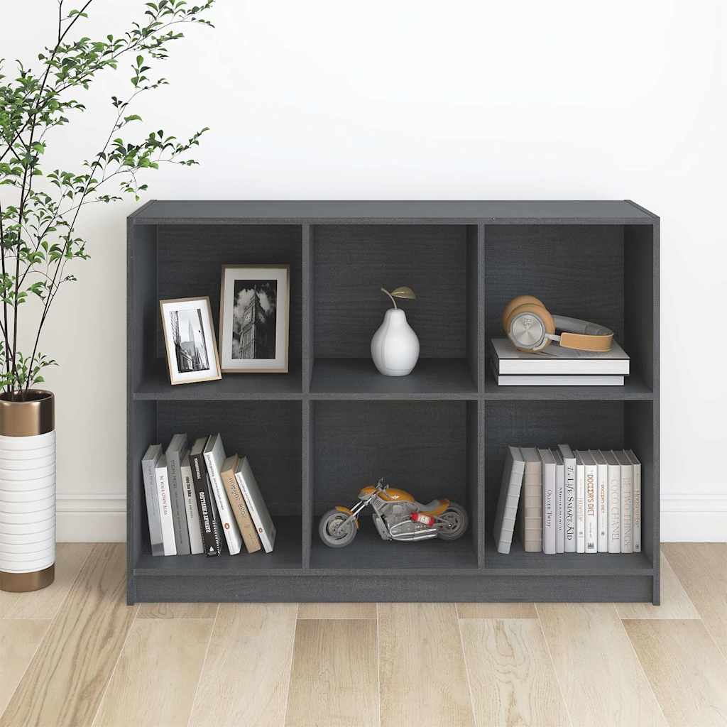 Βιβλιοθήκη Γκρι 104 x 33 x76 εκ. από Μασίφ Ξύλο Πεύκου