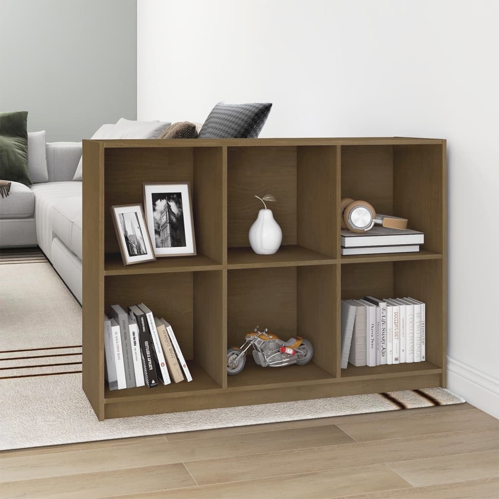 Βιβλιοθήκη Καφέ Μελί 104 x 33 x76 εκ. από Μασίφ Ξύλο Πεύκου