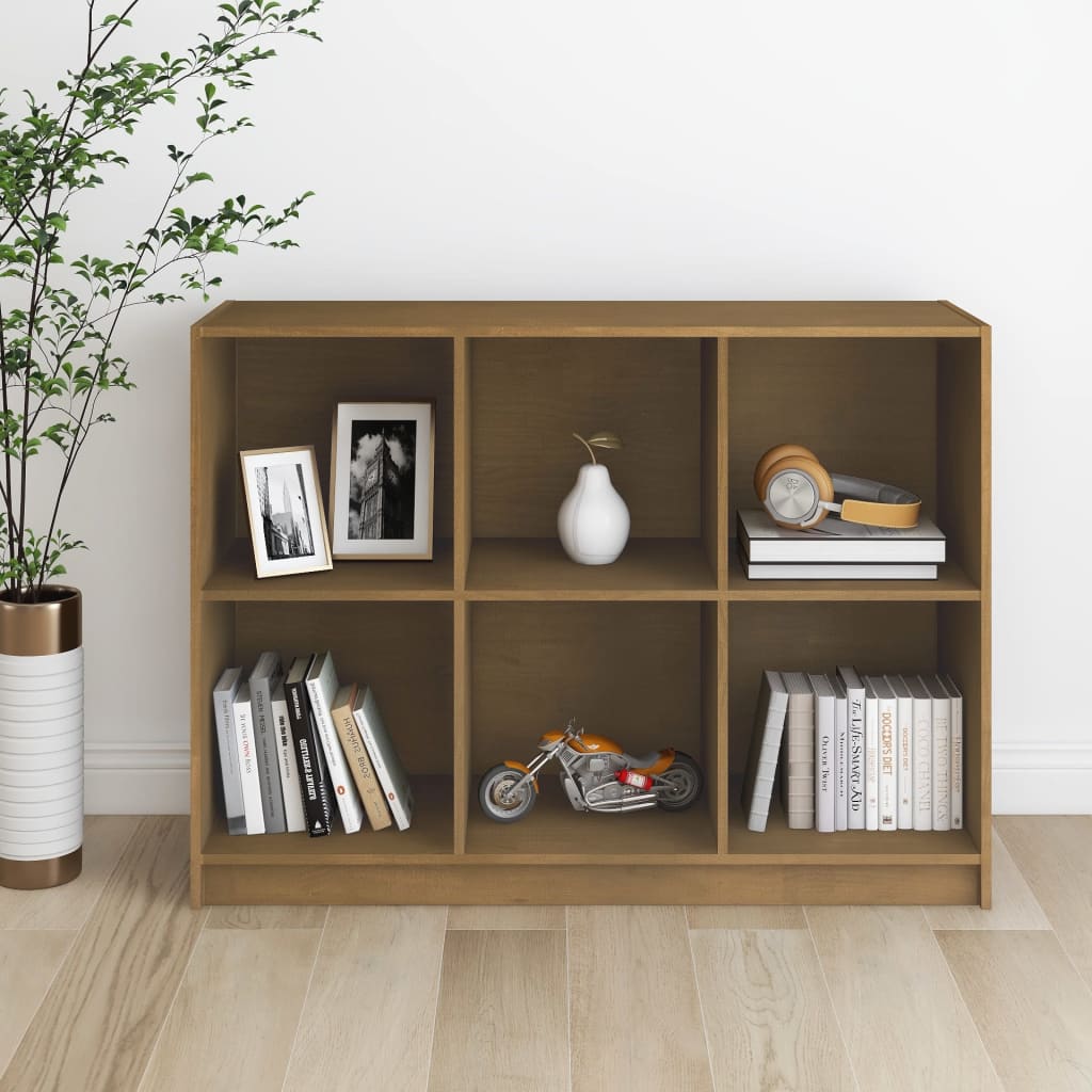 Βιβλιοθήκη Καφέ Μελί 104 x 33 x76 εκ. από Μασίφ Ξύλο Πεύκου
