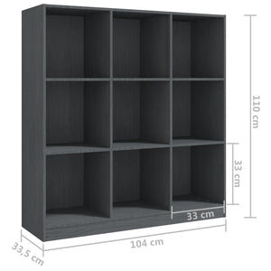 Βιβλιοθήκη/Διαχωριστικό Χώρου Γκρι 104x33,5x110 εκ Μασίφ Πεύκο
