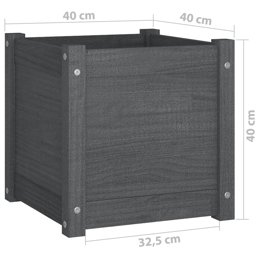 Ζαρντινιέρα Γκρι 40 x 40 x 40 εκ. από Μασίφ Ξύλο Πεύκου