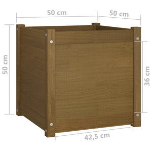 Ζαρντινιέρα Καφέ Μελί 50 x 50 x 50 εκ. από Μασίφ Ξύλο Πεύκου