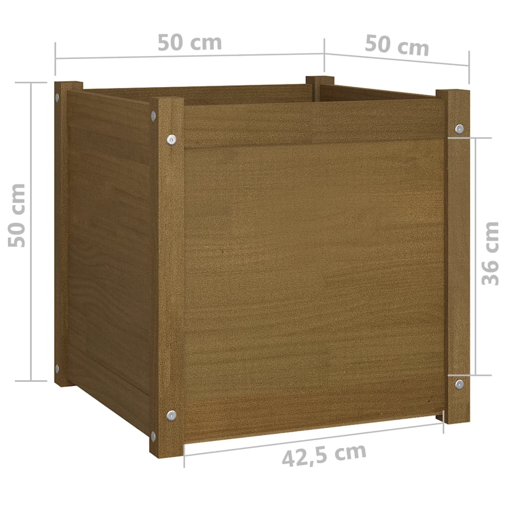 Ζαρντινιέρες 2 τεμ. Μελί 50 x 50 x 50 εκ. από Μασίφ Ξύλο Πεύκου