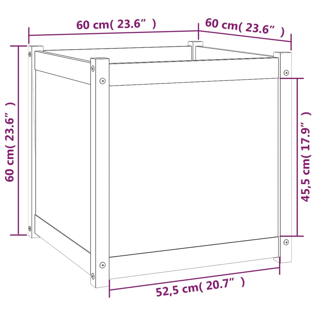 Ζαρντινιέρες 2 Τεμ. Λευκές 60x60x60 εκ. από Μασίφ Ξύλο Πεύκου