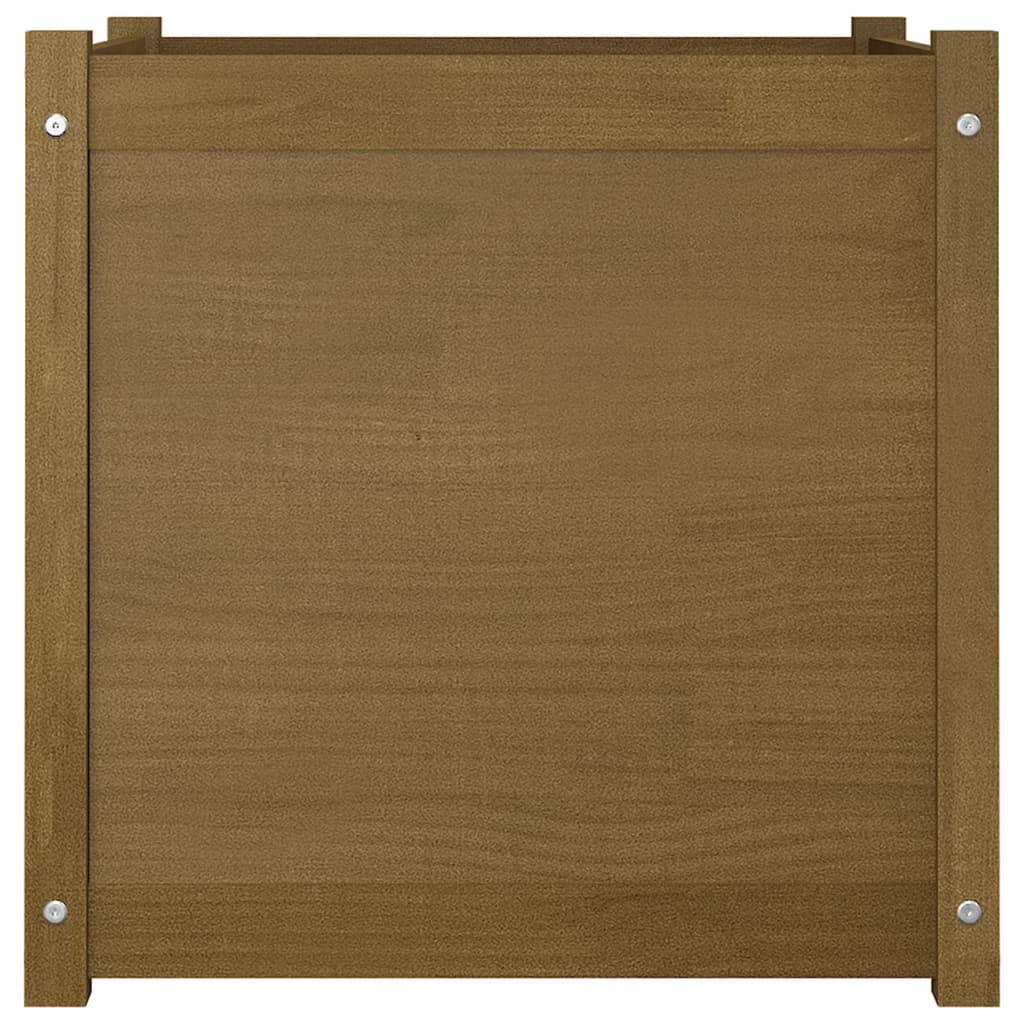 Ζαρντινιέρες 2 τεμ. Καφέ Μελί 60x60x60 εκ. Μασίφ Ξύλο Πεύκου