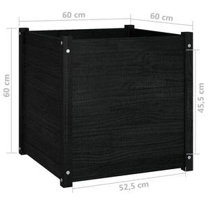 Ζαρντινιέρα Μαύρη 60 x 60 x 60 εκ. από Μασίφ Ξύλο Πεύκου - Pakobazaar