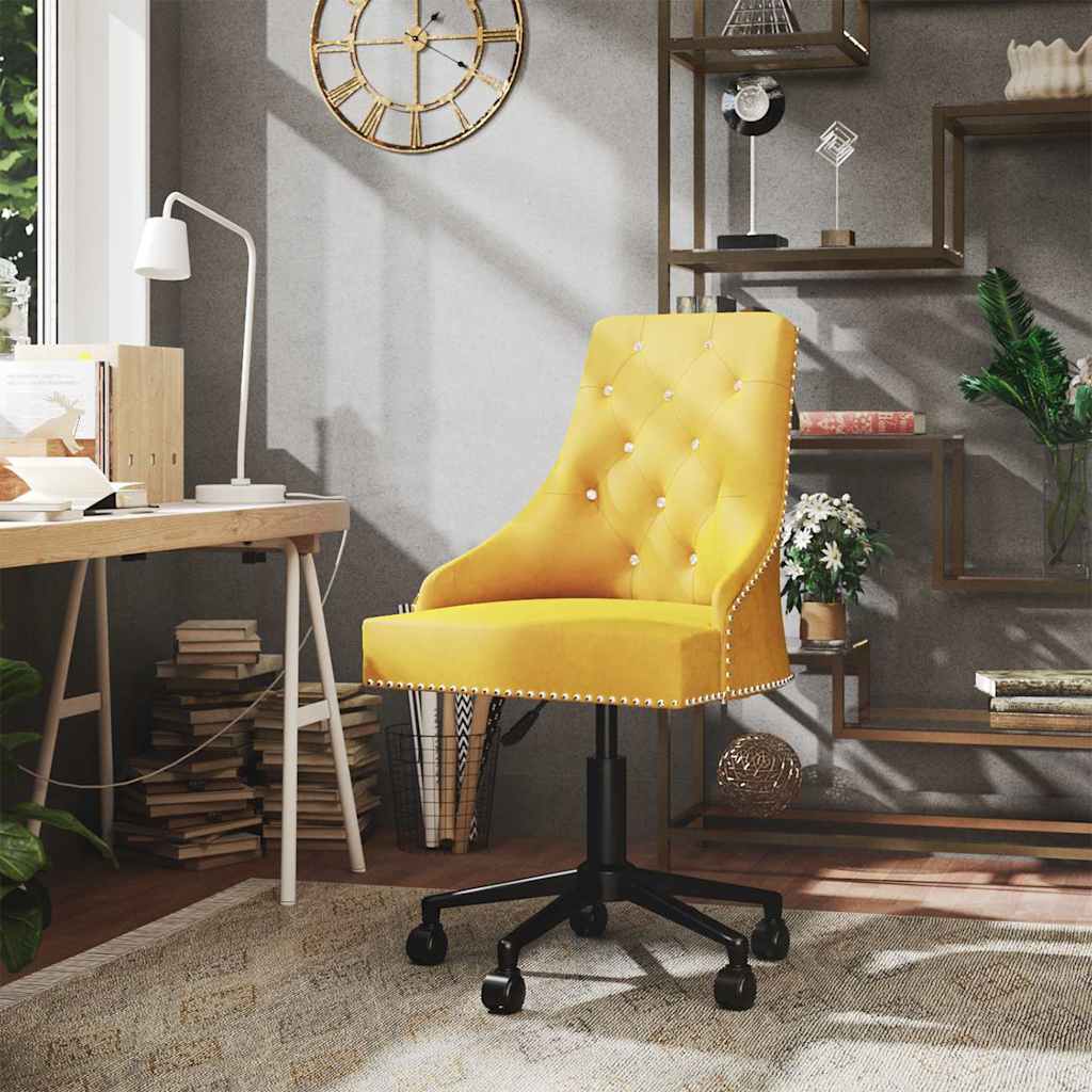 Καρέκλα Τραπεζαρίας Περιστρεφόμενη Κίτρινη Βελούδινη