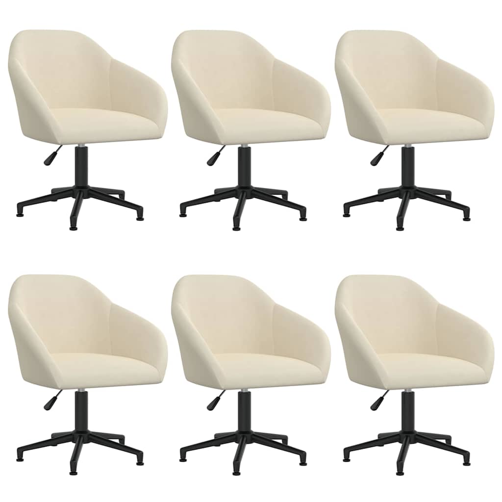 Καρέκλες Τραπεζαρίας Περιστρεφόμενες 6 τεμ. Κρεμ Βελούδινες - Pakobazaar