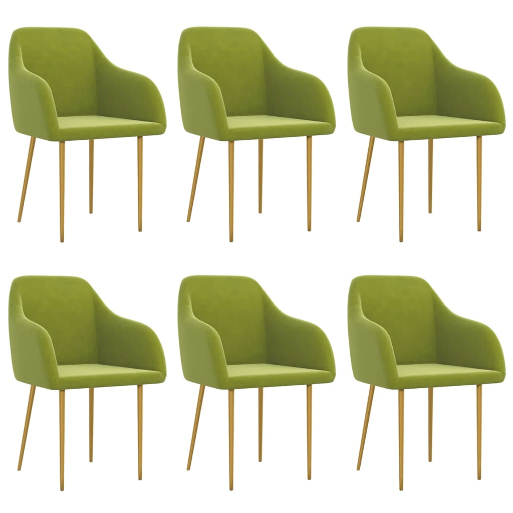 Καρέκλες Τραπεζαρίας 6 τεμ. Ανοιχτό Πράσινο Βελούδινες - Pakobazaar