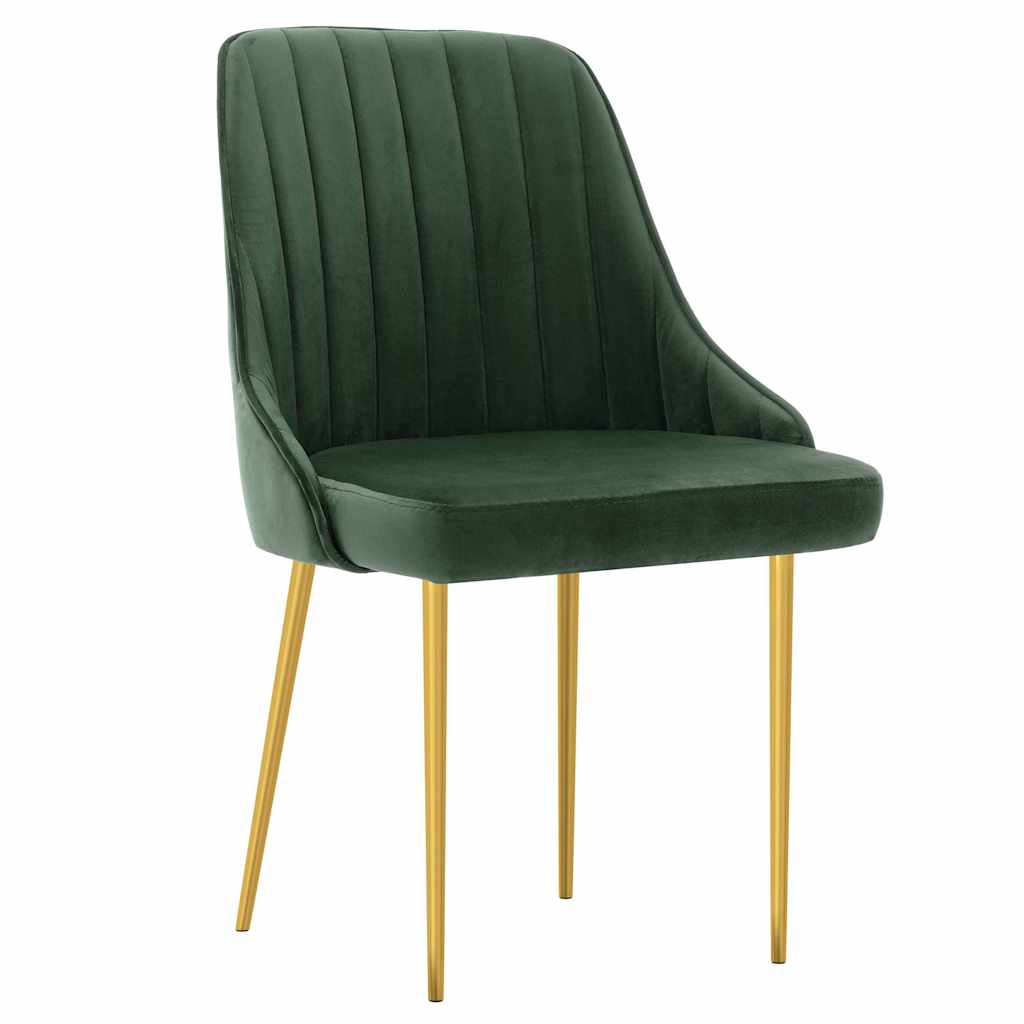Καρέκλες Τραπεζαρίας 4 τεμ. Σκούρο Πράσινο Βελούδινες