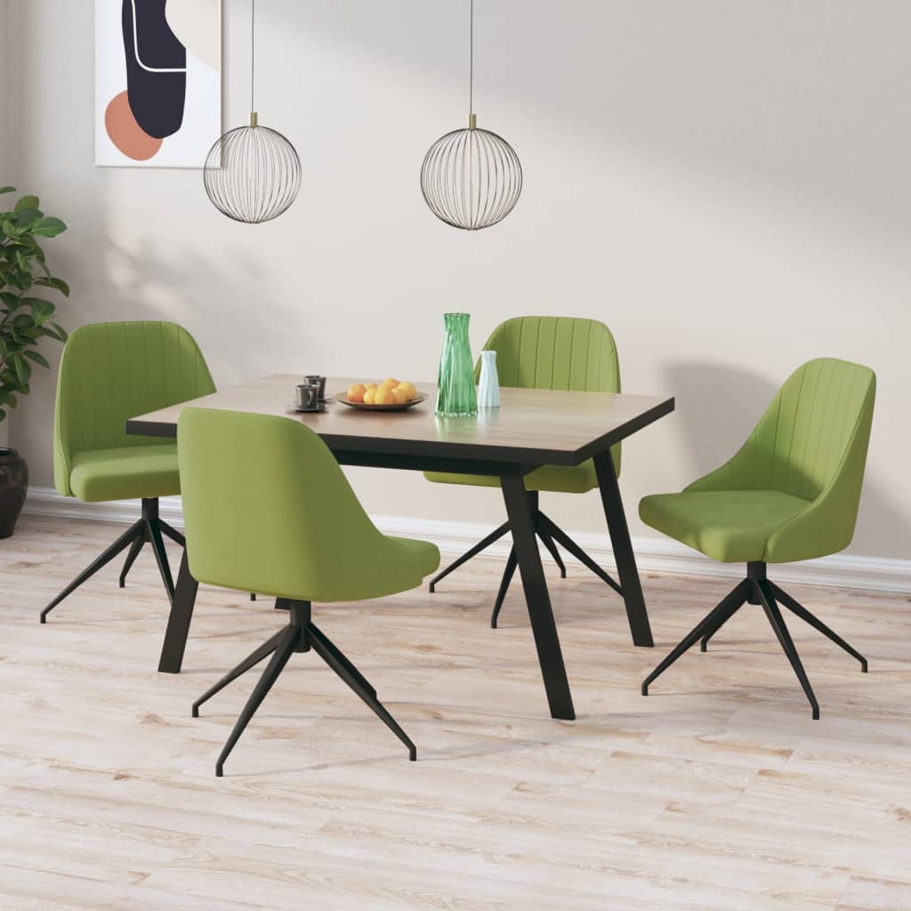 Καρέκλες Τραπεζαρίας 4 τεμ. Ανοιχτό Πράσινο Βελούδινες