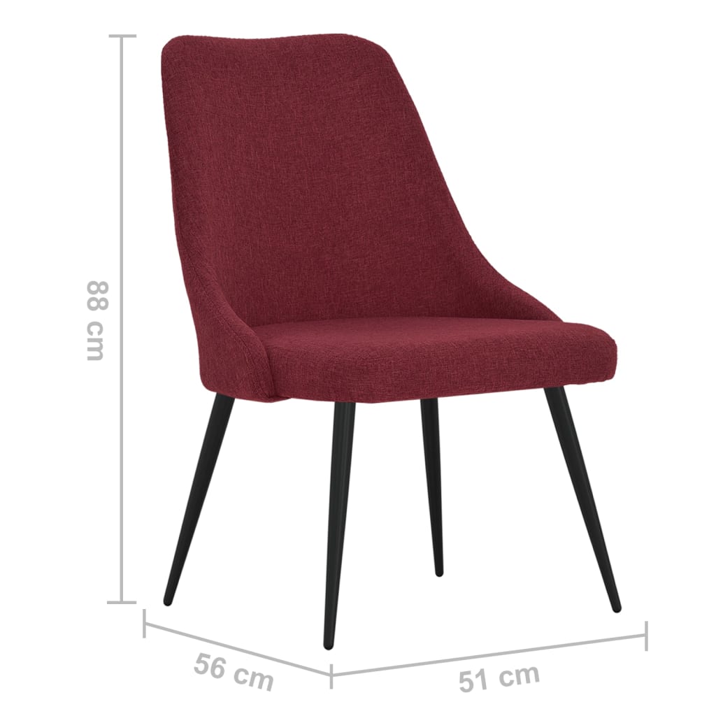 Καρέκλες Τραπεζαρίας 6 τεμ. Μπορντό Υφασμάτινες