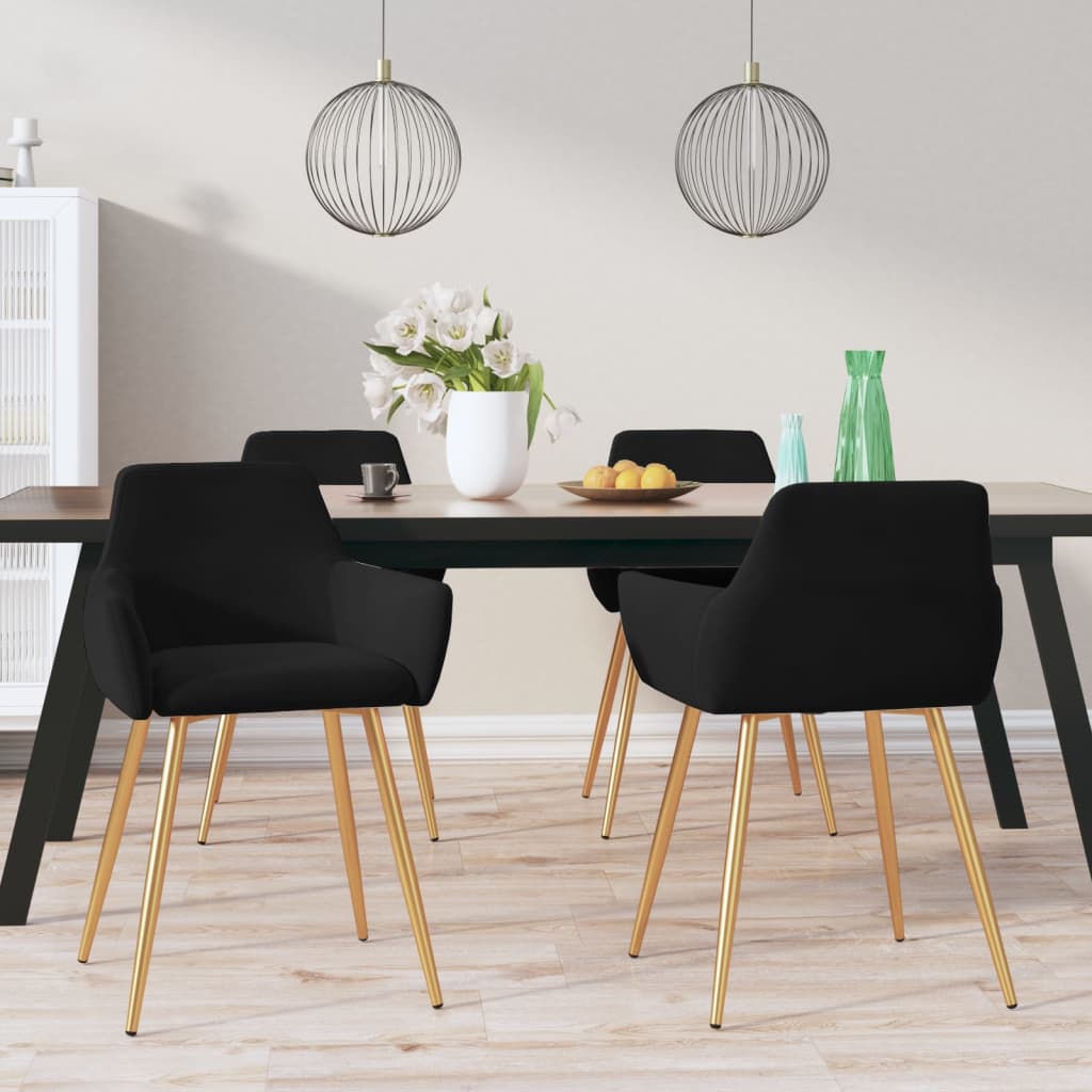 Καρέκλες Τραπεζαρίας 4 τεμ. Μαύρες Βελούδινες