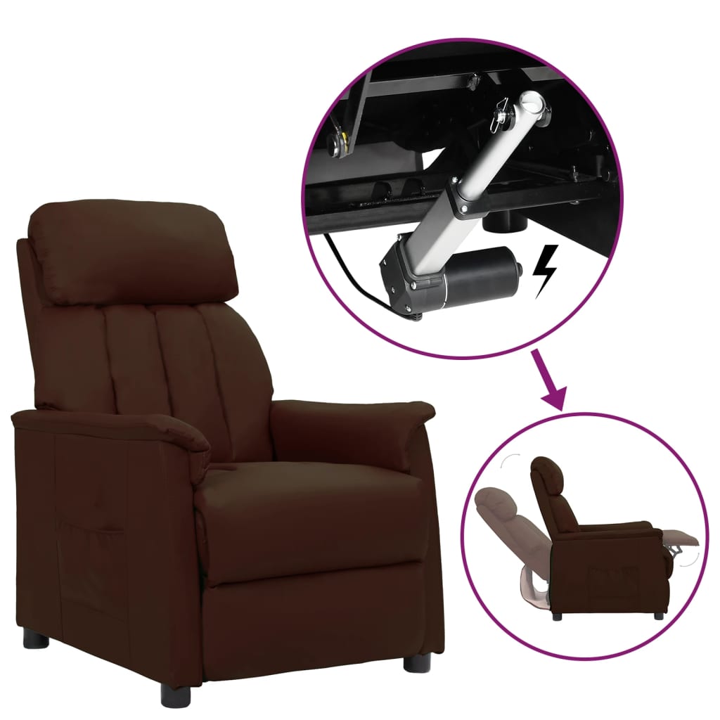 Πολυθρόνα Μασάζ με Ανύψωση Γυαλ. Καφέ Συνθ. Δέρμα