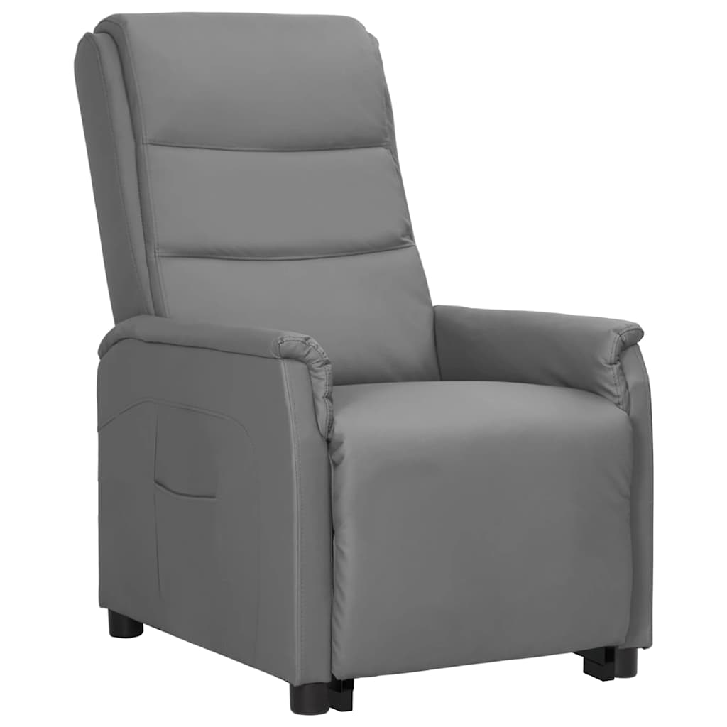 Πολυθρόνα Ανακλινόμενη με Ανύψωση Γκρι Συνθετικό Δέρμα - Pakobazaar