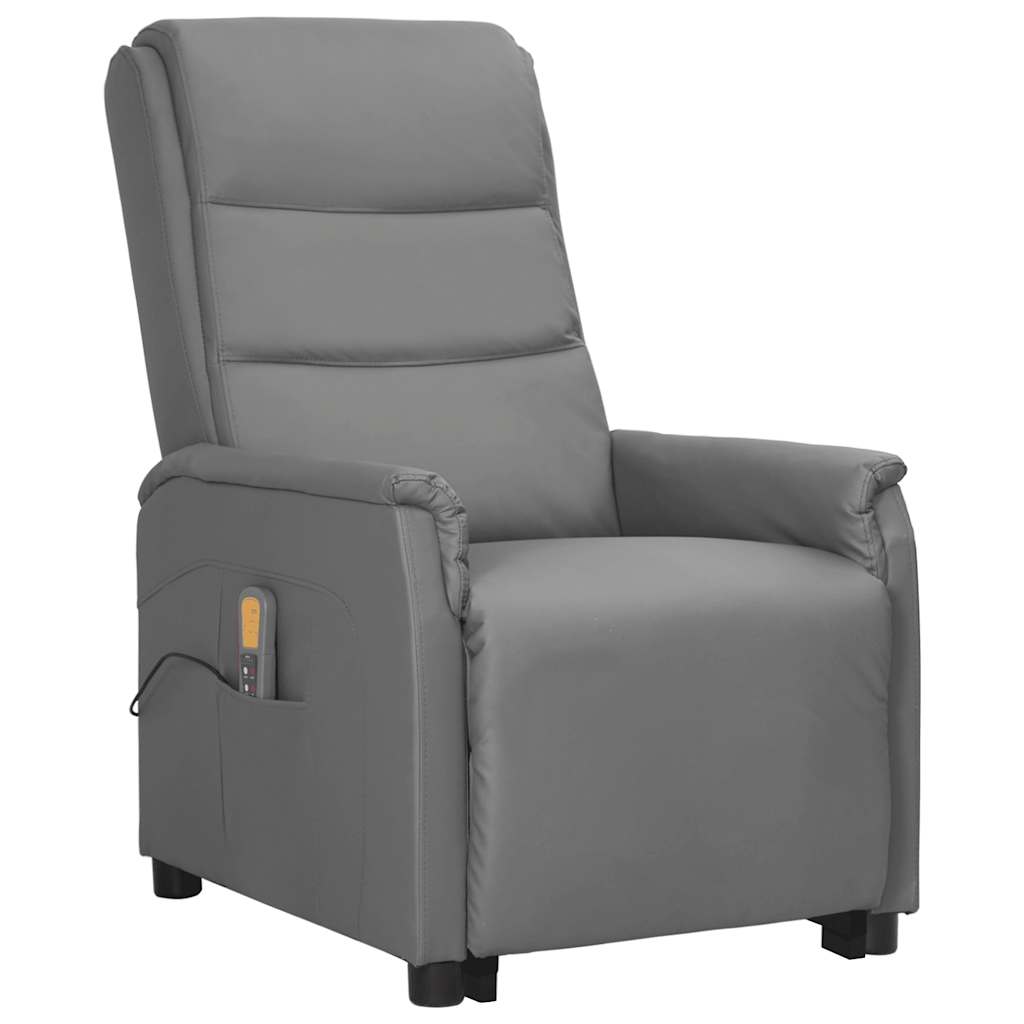 Πολυθρόνα Μασάζ Ανακλινόμενη Γκρι Συνθετικό Δέρμα - Pakobazaar