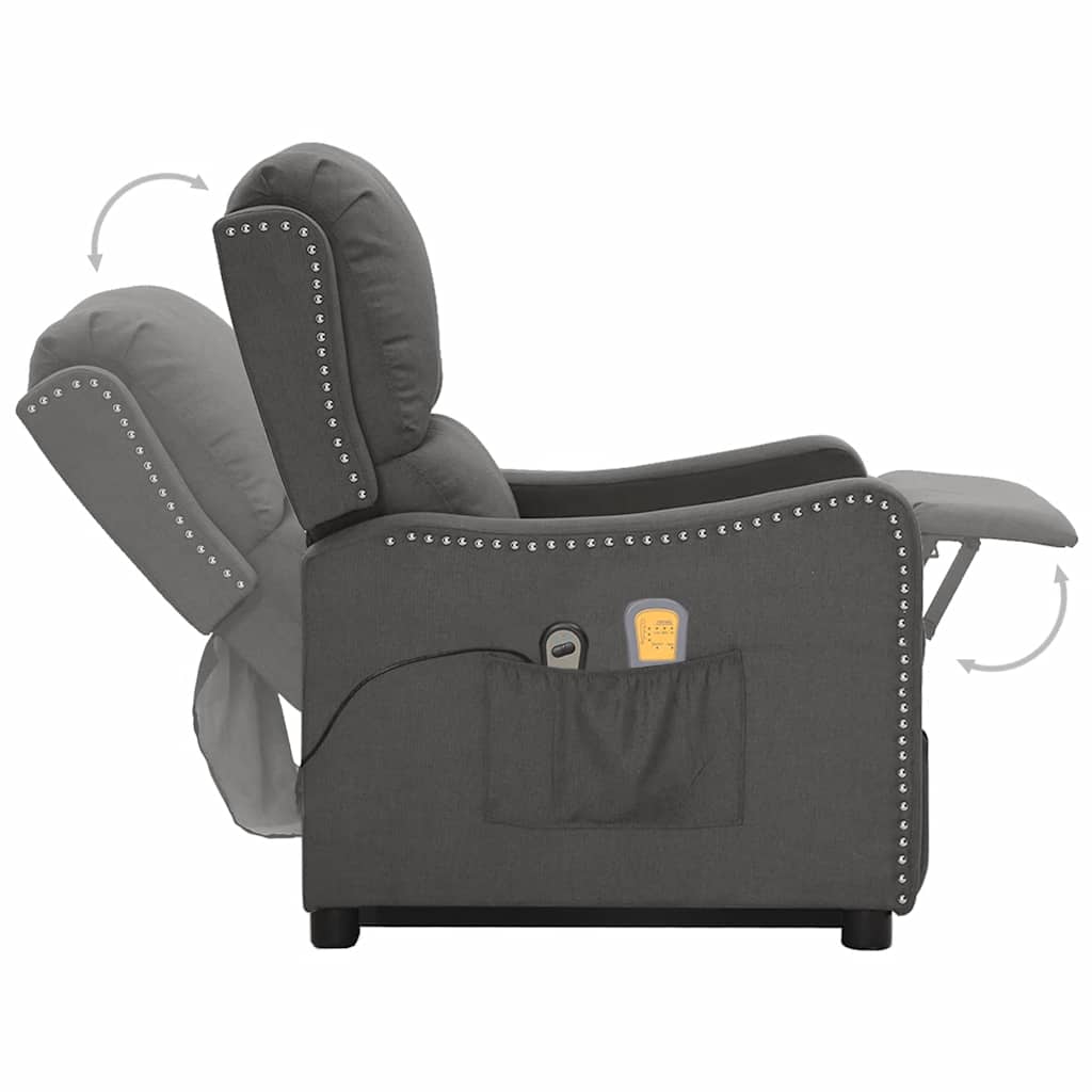Πολυθρόνα Μασάζ με Ανύψωση Σκούρο Γκρι Υφασμάτινη - Pakobazaar