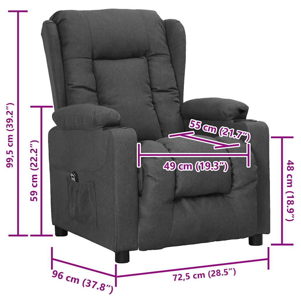 Πολυθρόνα με Ανύψωση Σκούρο Γκρι Υφασμάτινη - PAKOBAZAAR
