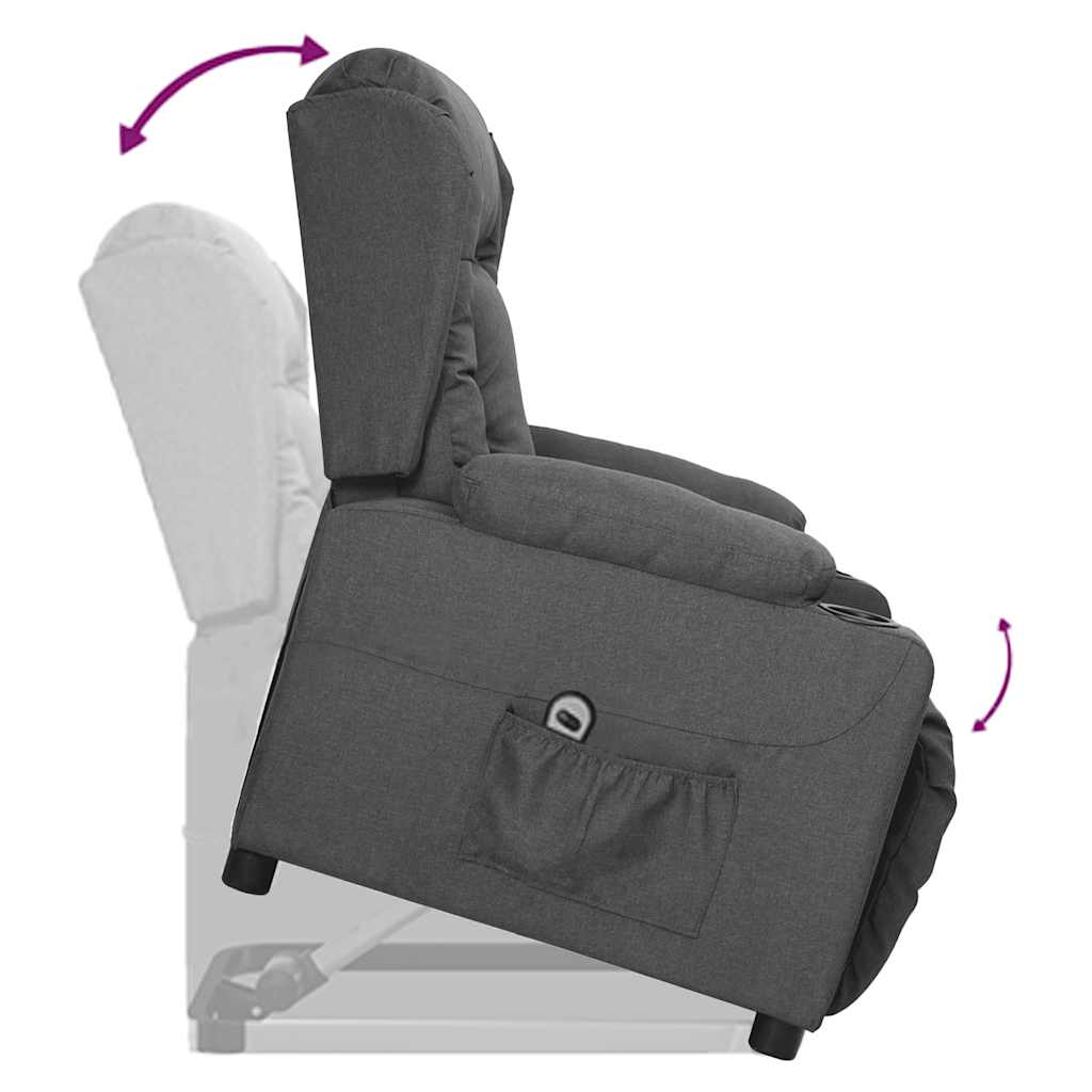 Πολυθρόνα με Ανύψωση Σκούρο Γκρι Υφασμάτινη - PAKOBAZAAR