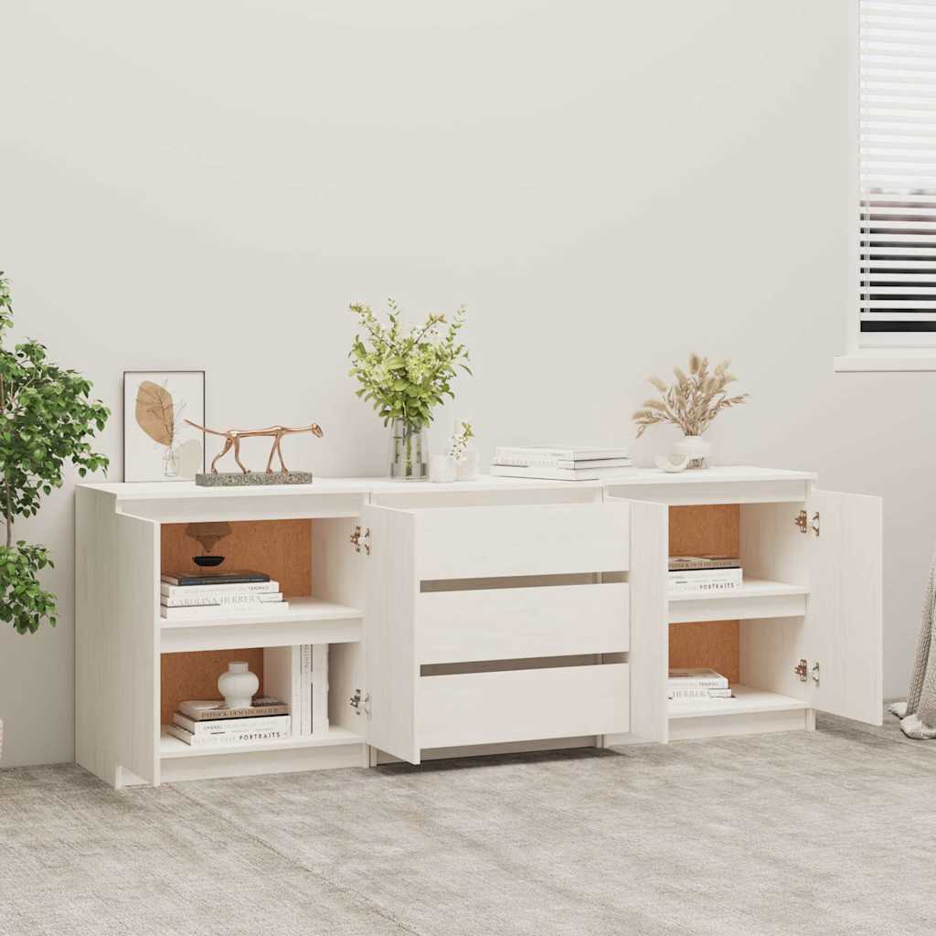Βοηθητικό Nτουλάπι Λευκό 180 x 36 x 65 εκ από Μασίφ Ξύλο Πεύκου