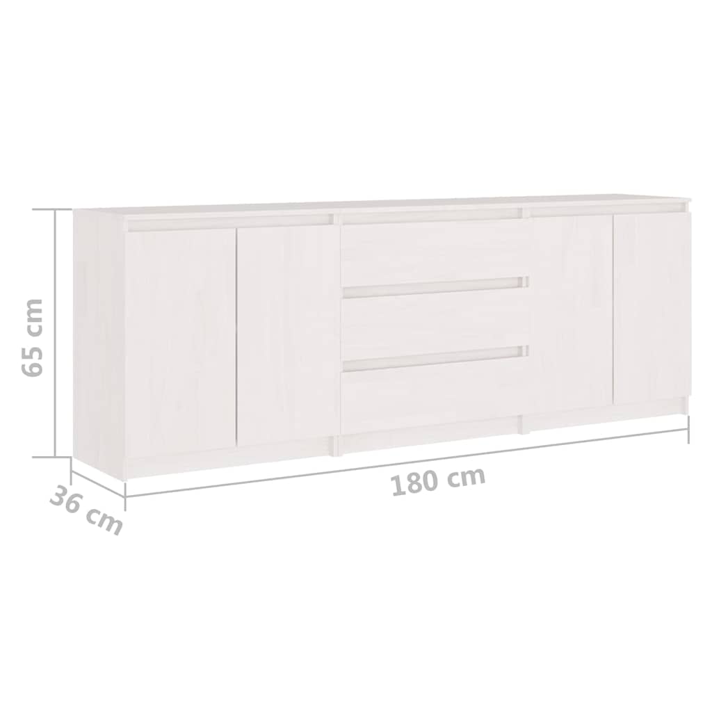 Βοηθητικό Nτουλάπι Λευκό 180 x 36 x 65 εκ από Μασίφ Ξύλο Πεύκου