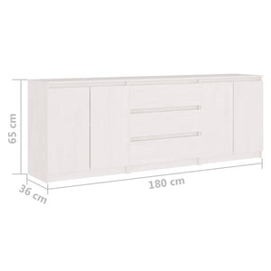 Βοηθητικό Nτουλάπι Λευκό 180 x 36 x 65 εκ από Μασίφ Ξύλο Πεύκου