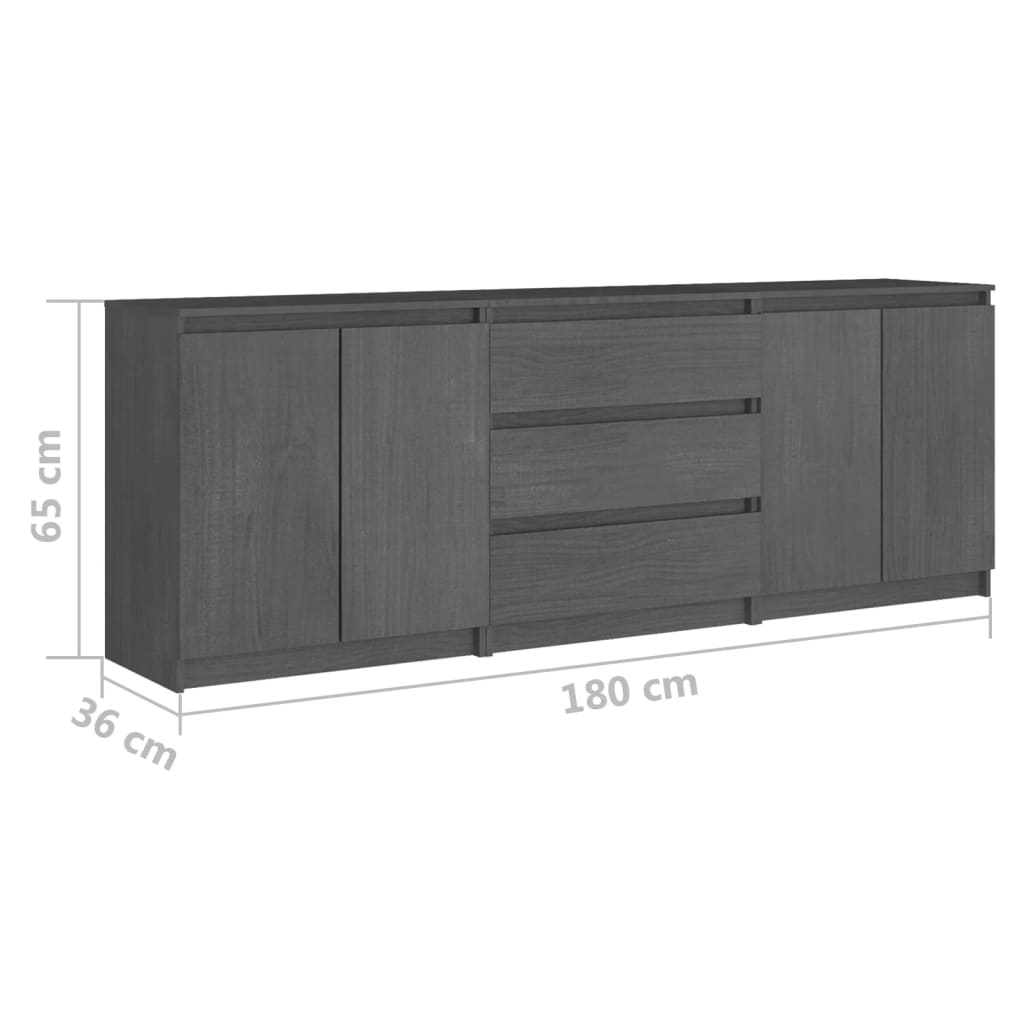 Βοηθητικό Nτουλάπι Γκρι 180 x 36 x 65 εκ. από Μασίφ Ξύλο Πεύκου - Pakobazaar