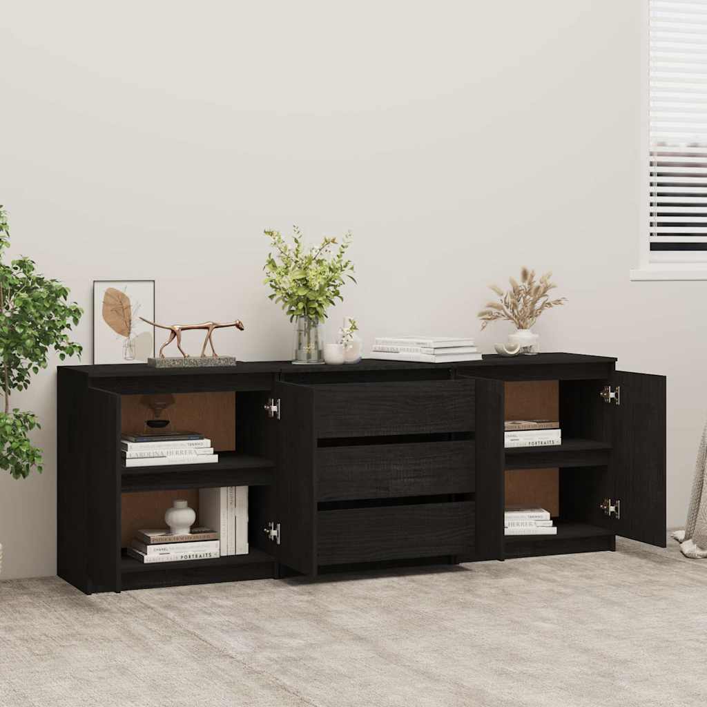 Βοηθητικό Nτουλάπι Μαύρο 180 x 36 x 65 εκ από Μασίφ Ξύλο Πεύκου