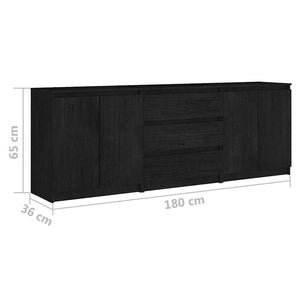 Βοηθητικό Nτουλάπι Μαύρο 180 x 36 x 65 εκ από Μασίφ Ξύλο Πεύκου