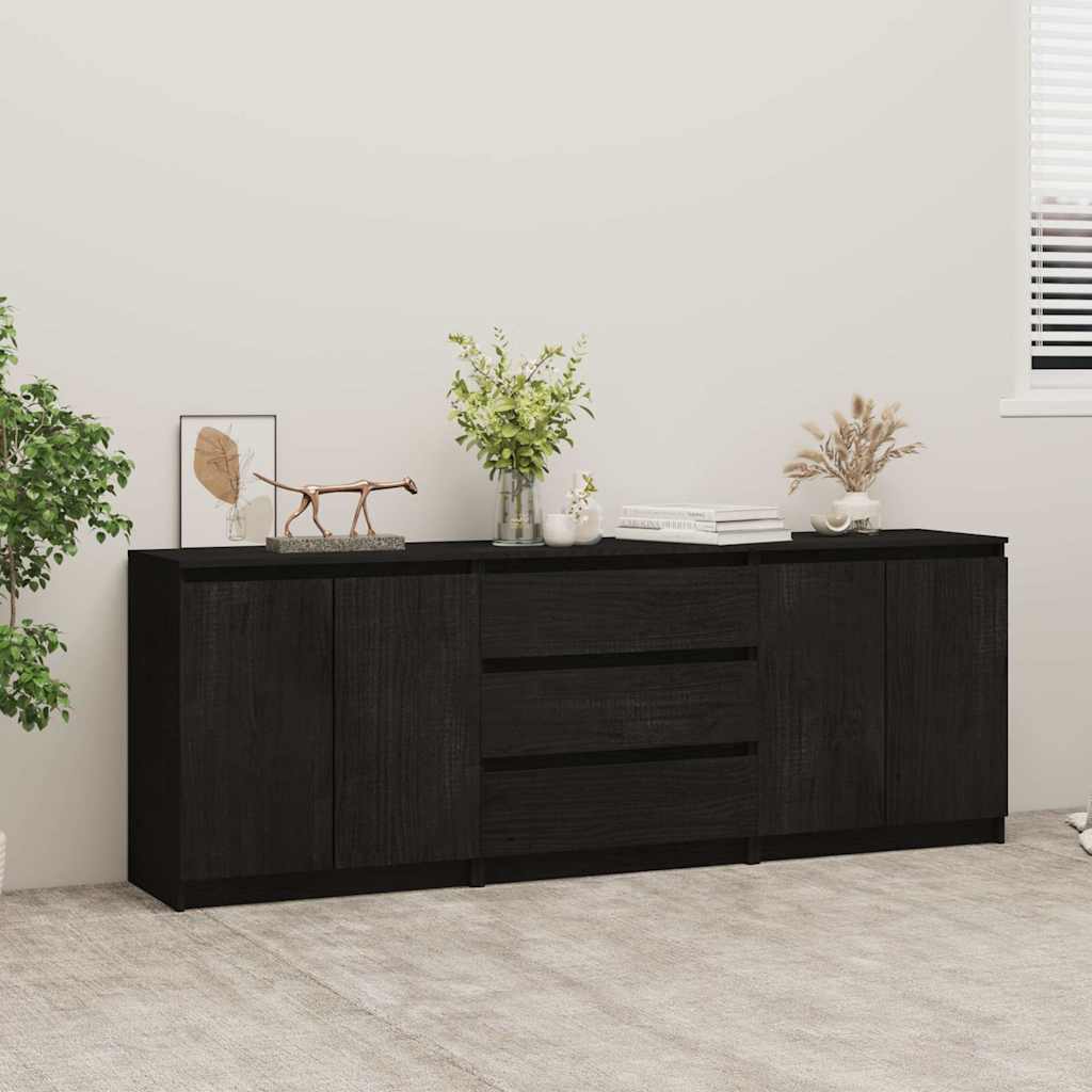 Βοηθητικό Nτουλάπι Μαύρο 180 x 36 x 65 εκ από Μασίφ Ξύλο Πεύκου