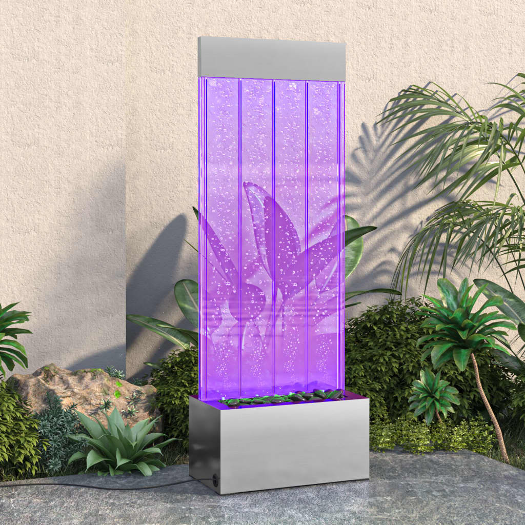 Στήλη Με Φούσκες και Φώτα LED RGB 110 εκ. Ανοξ. Ατσάλι/Ακρυλικό - Pakobazaar