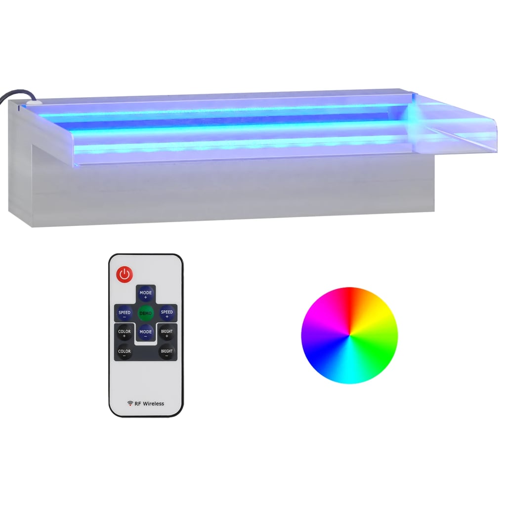 Σιντριβάνι Καταρράκτης Πισίνας με RGB LED 30 εκ Ανοξειδ. Ατσάλι - PAKOBAZAAR