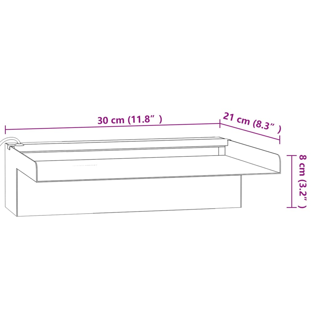 Σιντριβάνι Καταρράκτης Πισίνας με RGB LED 30 εκ Ανοξειδ. Ατσάλι - PAKOBAZAAR