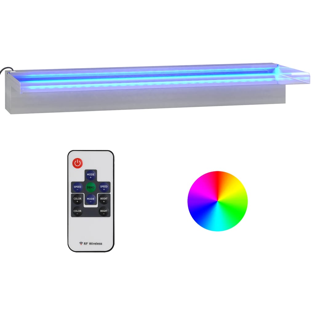 Σιντριβάνι Καταρράκτης Πισίνας με RGB LED 60 εκ Ανοξειδ. Ατσάλι - Pakobazaar