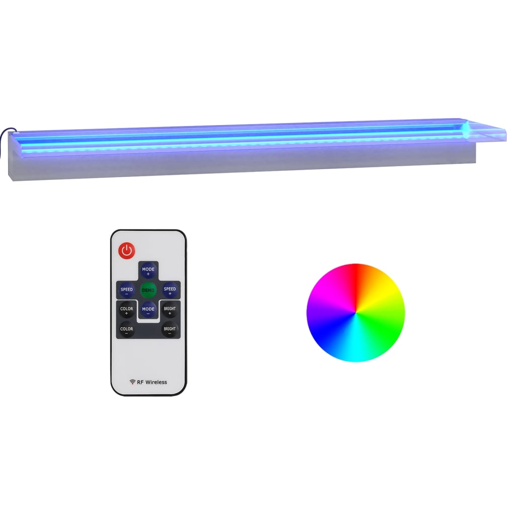 Σιντριβάνι Καταρράκτης Πισίνας με RGB LED 90 εκ Ανοξειδ. Ατσάλι - Pakobazaar