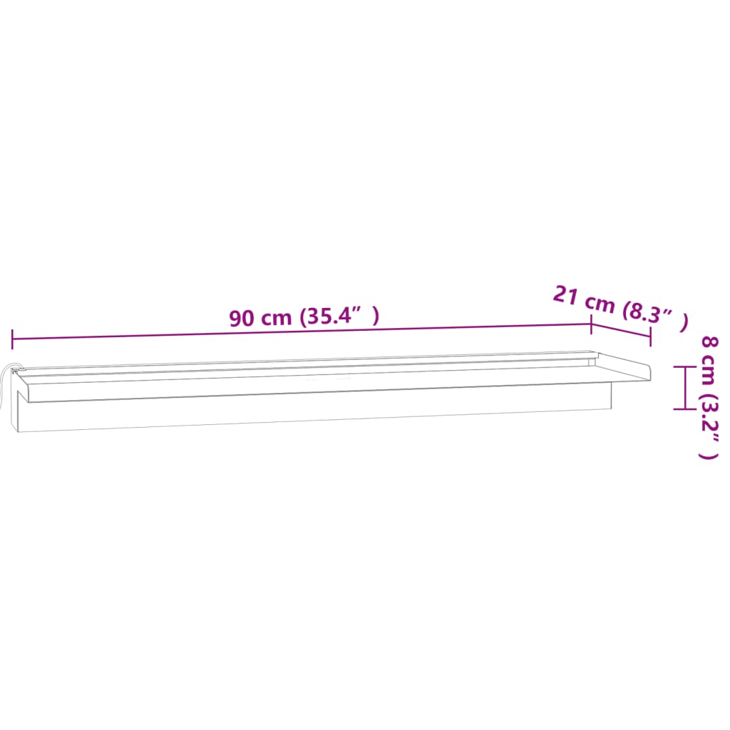 Σιντριβάνι Καταρράκτης Πισίνας με RGB LED 90 εκ Ανοξειδ. Ατσάλι - Pakobazaar