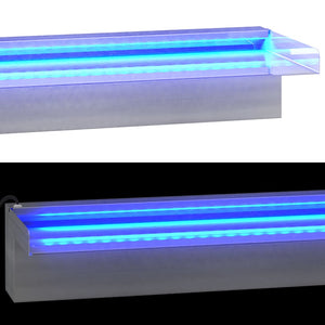 Σιντριβάνι Καταρράκτης Πισίνας με RGB LED 90 εκ Ανοξειδ. Ατσάλι - Pakobazaar