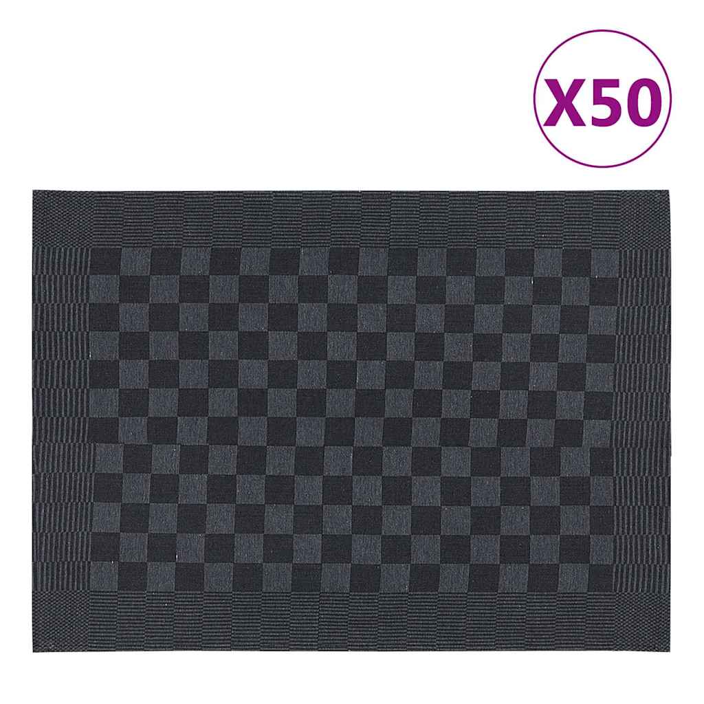 Πετσέτες Κουζίνας 50 τεμ. Μαύρο / Γκρι 50 x 70 εκ. Βαμβακερές