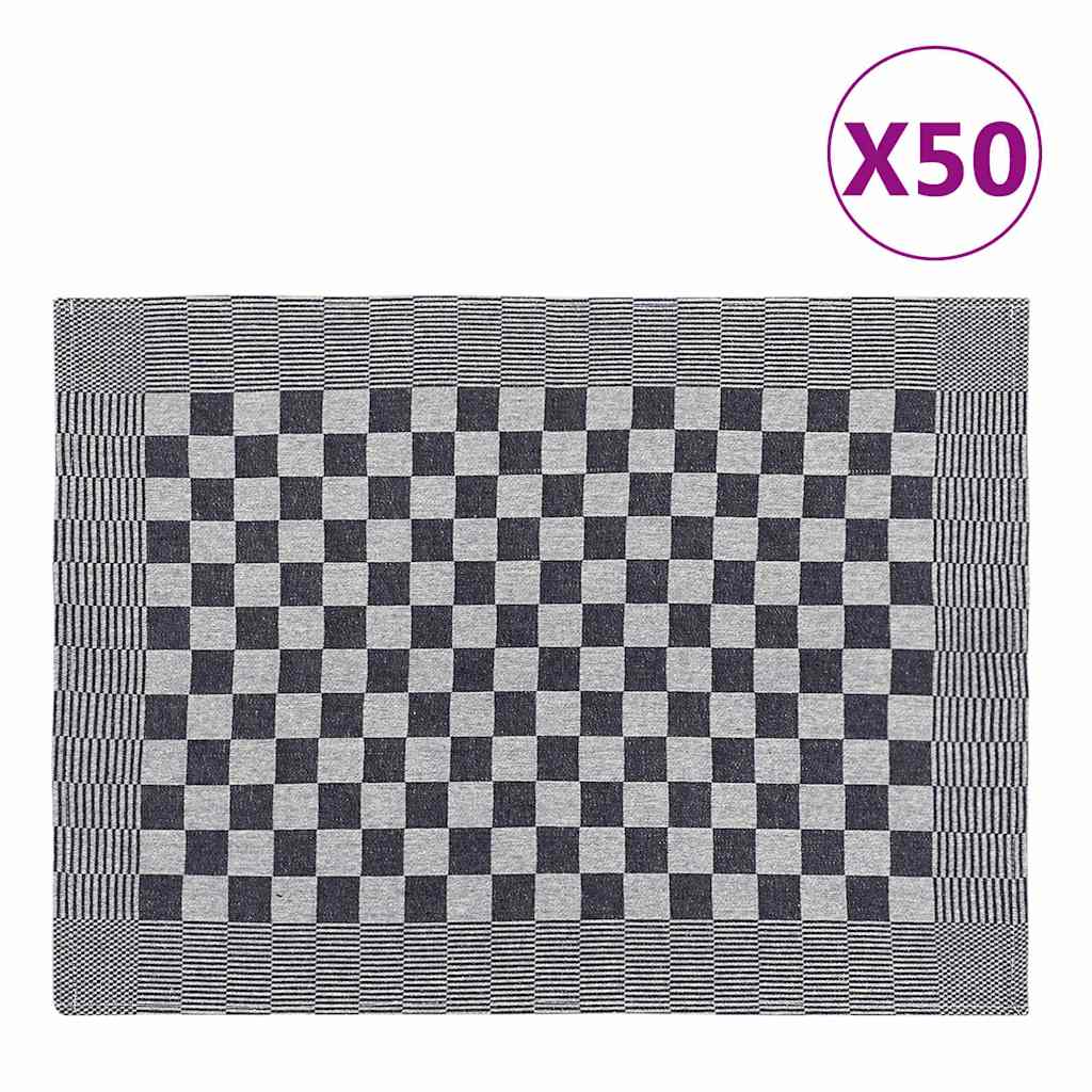 Πετσέτες Κουζίνας 50 τεμ. Μαύρο / Λευκό 50 x 70 εκ. Βαμβακερές