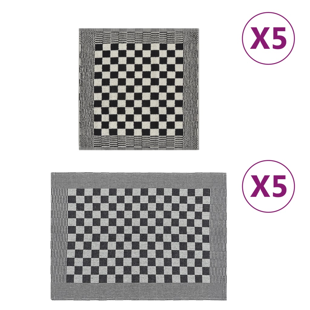 Σετ Πετσετών 10 Τεμαχίων Μαύρο και Λευκό Βαμβακερές - PAKOBAZAAR