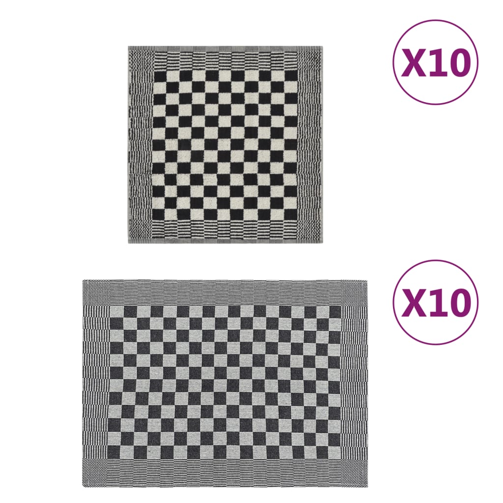 Σετ Πετσετών 20 Τεμαχίων Μαύρο και Λευκό Βαμβακερές - PAKOBAZAAR