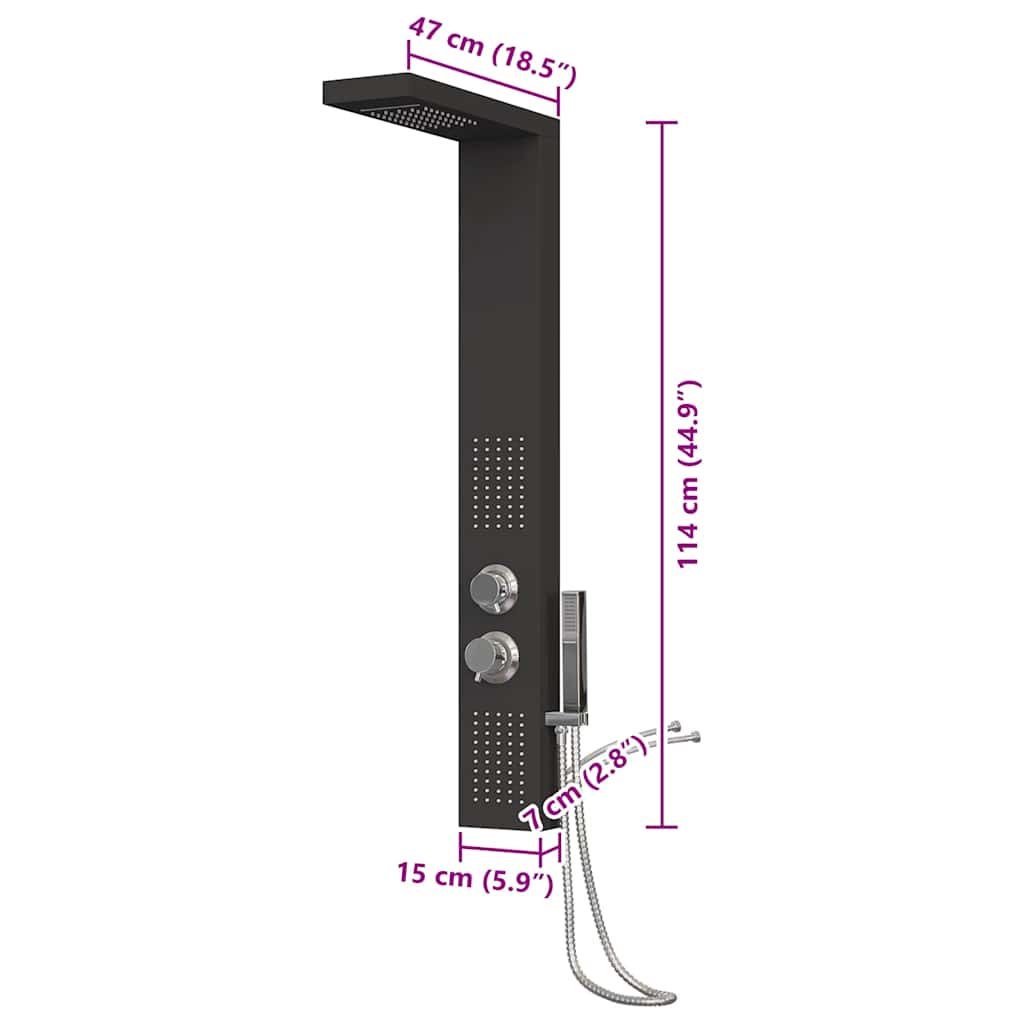 Στήλη Ντους Υδρομασάζ Μαύρη από Αλουμίνιο - PAKOBAZAAR