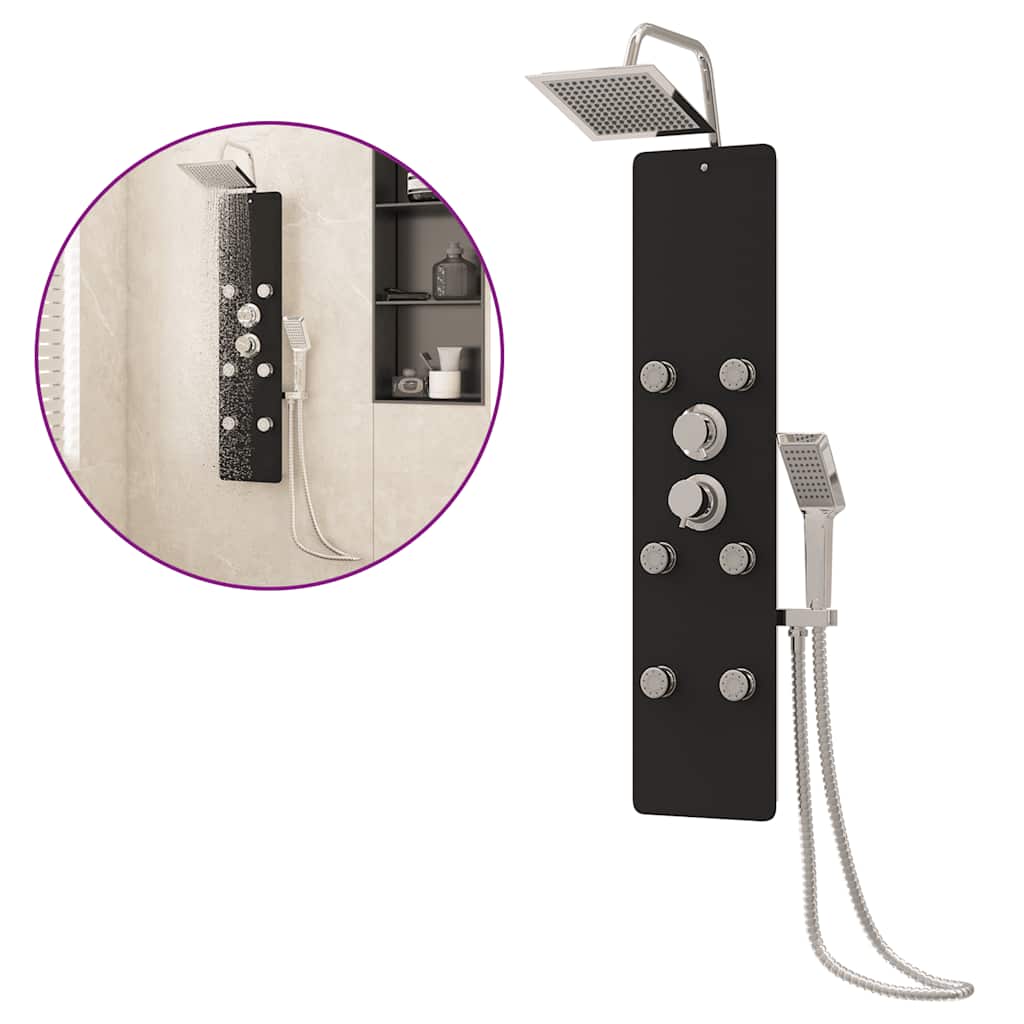 Στήλη Ντους Υδρομασάζ Μαύρη 25 x 47,5 x 130 εκ. από Γυαλί - PAKOBAZAAR