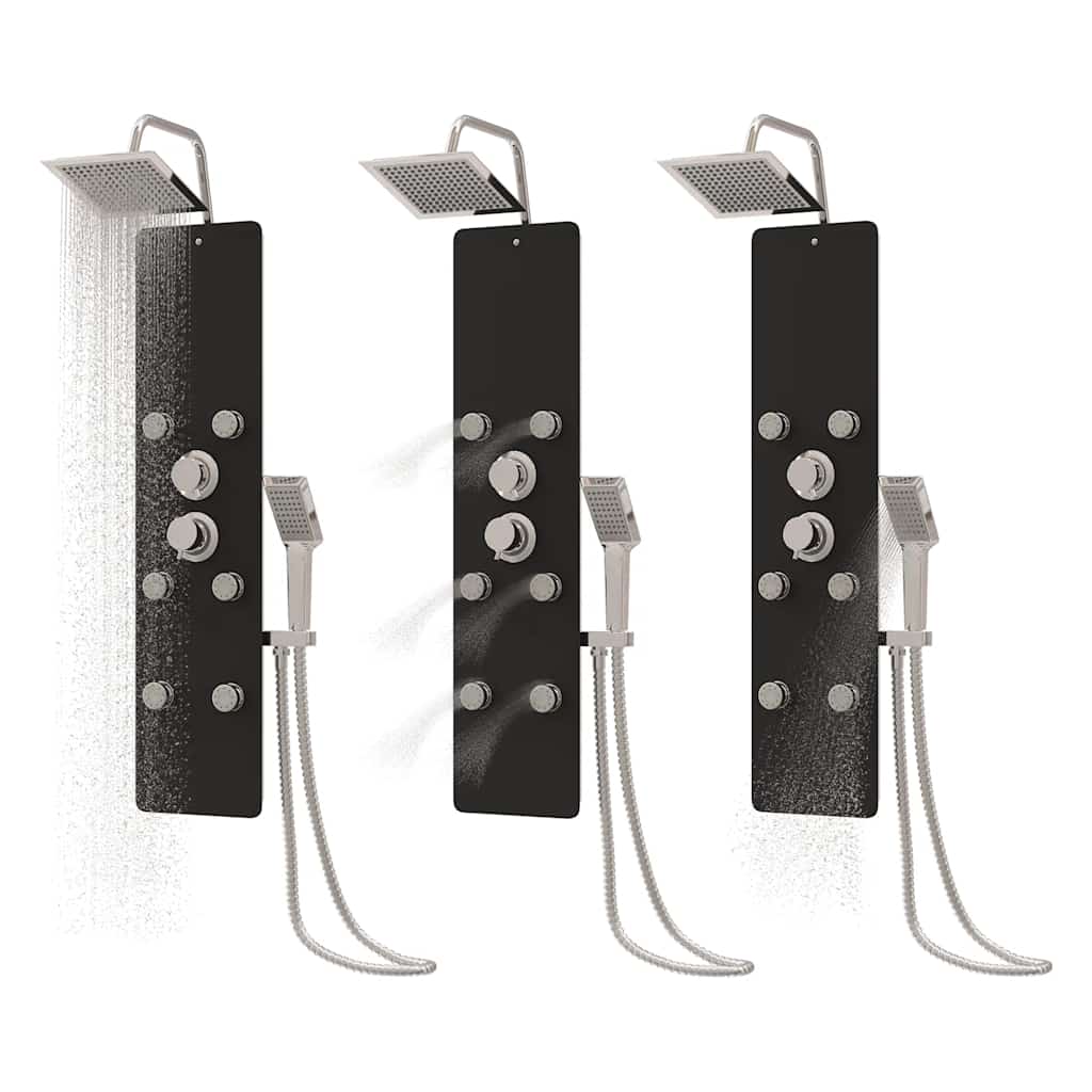 Στήλη Ντους Υδρομασάζ Μαύρη 25 x 47,5 x 130 εκ. από Γυαλί - PAKOBAZAAR