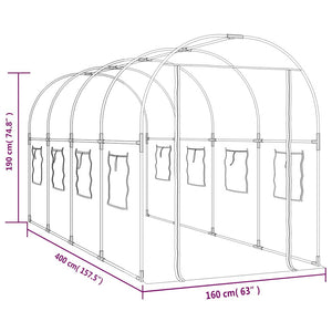 Θερμοκήπιο Διαφανές 160x400x190 εκ. PVC & Χάλυβας Ηλεκτρ. Βαφή - Pakobazaar