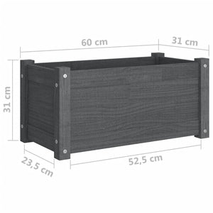 Ζαρντινιέρες 2 τεμ. Γκρι 60 x 31 x 31 εκ. από Μασίφ Ξύλο Πεύκου