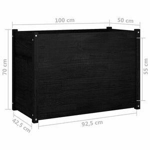Ζαρντινιέρα Μαύρη 100 x 50 x 70 εκ από Μασίφ Ξύλο Πεύκου - Pakobazaar