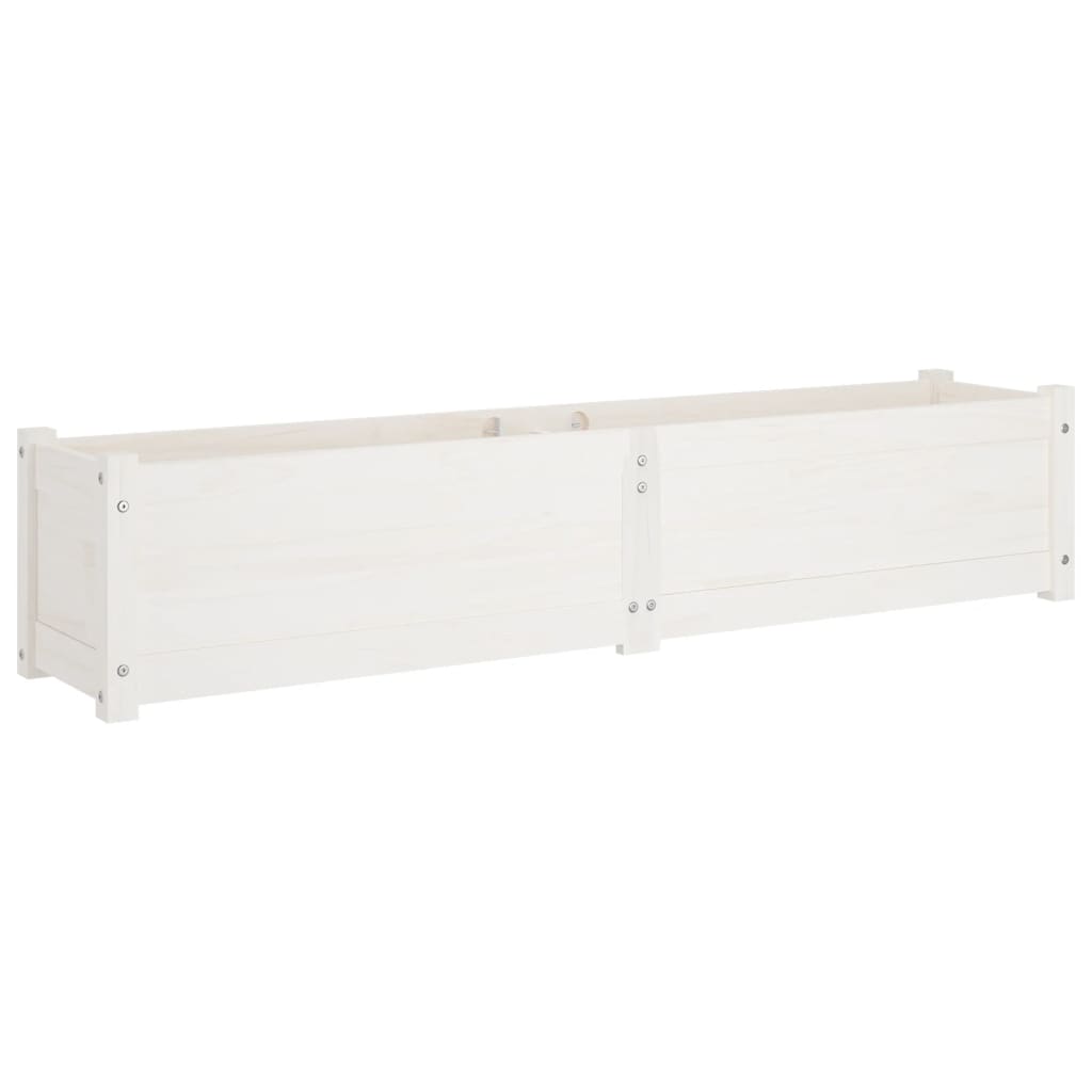 Ζαρντινιέρες Υπερυψωμεν. 2 τεμ. Λευκές 150x31x31 εκ Μασίφ Πεύκο - Pakobazaar