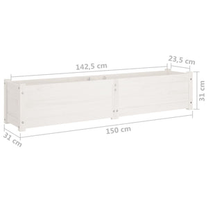 Ζαρντινιέρες Υπερυψωμεν. 2 τεμ. Λευκές 150x31x31 εκ Μασίφ Πεύκο - Pakobazaar